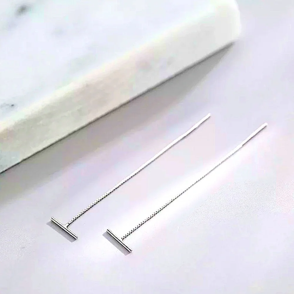 🌟 Sterling Silver 925 Bar Long Earrings